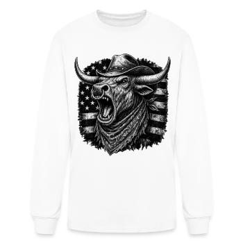 Patriotic American Longhorn Bull Cowboy - Men's Long Sleeve T-Shirt - white - Front
