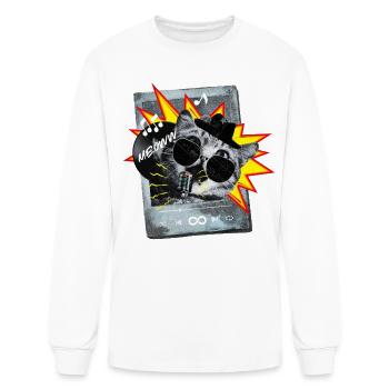 Pop Art Cat Mic Groove - Men's Long Sleeve T-Shirt - white - Front