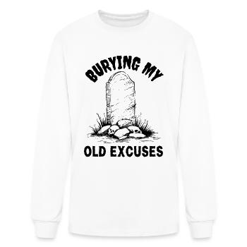 Burying My Old Excuses Tombstone Black Art - Men's Long Sleeve T-Shirt - white - Front