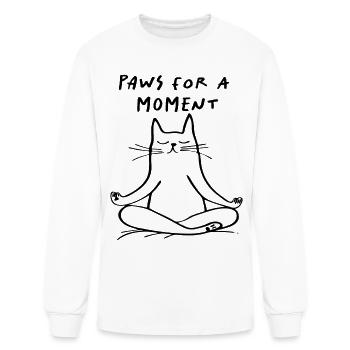 Paws For A Moment Funny Meditating Cat Yoga - Men's Long Sleeve T-Shirt - white - Front