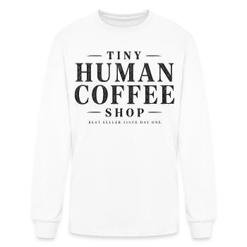 Tiny Human Coffee Shop Shirt | Funny Breastfeeding - Men's Long Sleeve T-Shirt - white - Front