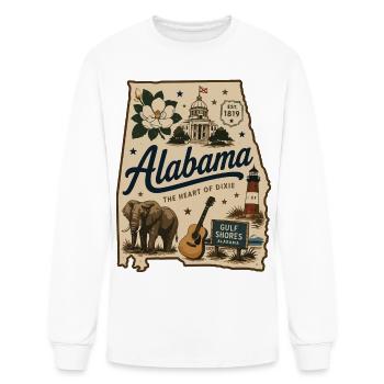 Vintage Alabama State Pride Illustrated Sticker - Men's Long Sleeve T-Shirt - white - Front