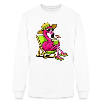 Flamingo Beach Chill Tee - Men's Long Sleeve T-Shirt - white - Front