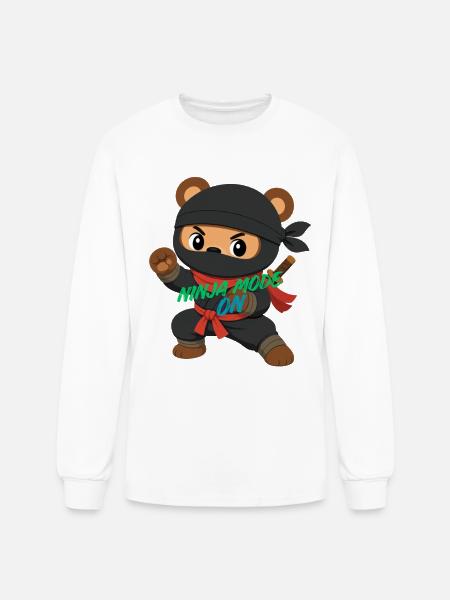 Ninja Panda Bear Mode On - Men's Long Sleeve T-Shirt - white