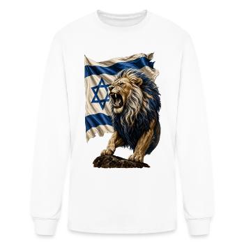 Lion with Israeli Flag Emblem - Men's Long Sleeve T-Shirt - white - Front
