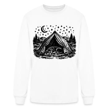 Sleeping Dog in Tent Under Stars - Men's Long Sleeve T-Shirt - white - Front