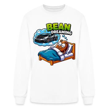 Bean Dreaming | Funny Dreaming Bean Cartoon - Men's Long Sleeve T-Shirt - white - Front