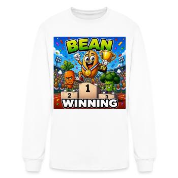 Bean Winning | Funny Champion Bean Cartoon - Men's Long Sleeve T-Shirt - white - Front