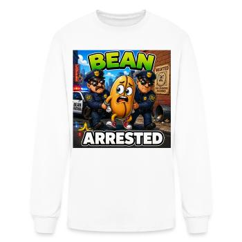 Bean Arrested | Funny Cartoon Bean - Men's Long Sleeve T-Shirt - white - Front