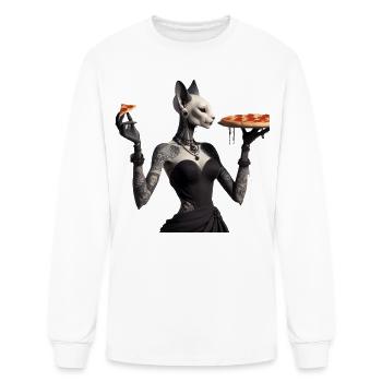 Gothic Tattooed Sphynx Cat – Dark Pizza Queen Art - Men's Long Sleeve T-Shirt - white - Front