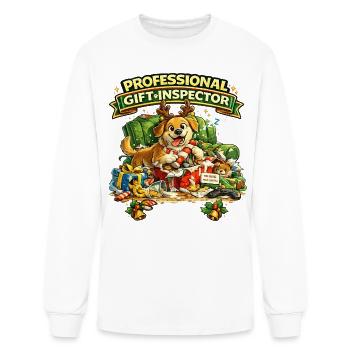 Gift Inspector Pup with Wrapped Gifts - Men's Long Sleeve T-Shirt - white - Front