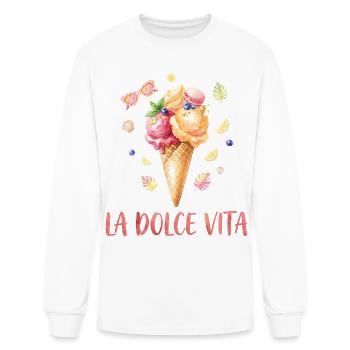 La Dolce Vita Ice Cream Summer Vibes Watercolor  - Men's Long Sleeve T-Shirt - white - Front