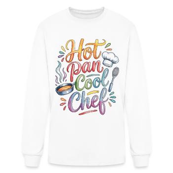 Restaurant Chef Hot Pan Cool Chef Food Preparation - Men's Long Sleeve T-Shirt - white - Front