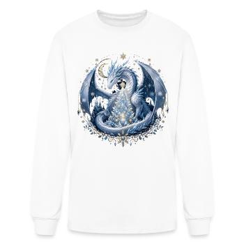 Frost Dragon Christmas Tree Fantasy Winter Dragon  - Men's Long Sleeve T-Shirt - white - Front