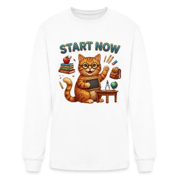 Back to School Cat | Start Now Motivation - Men's Long Sleeve T-Shirt - white - Front