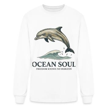 Ocean Soul Vintage Dolphin T-Shirt - Men's Long Sleeve T-Shirt - white - Front