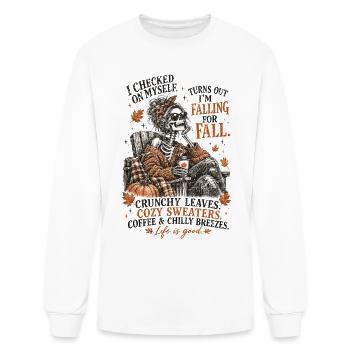 Tomber amoureux du café squelette douillet d’automne - T-shirt à manches longues Homme - blanc - Devant
