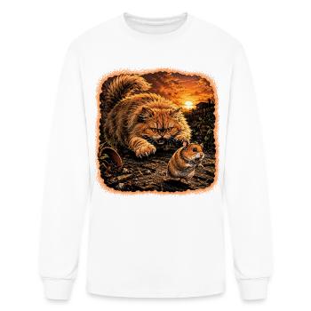 Sunset Standoff: Cat vs Mouse in Ruins - Men's Long Sleeve T-Shirt - white - Front