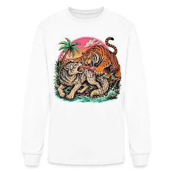Sunset Jungle Tiger vs Wolf - Men's Long Sleeve T-Shirt - white - Front