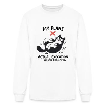 Playful Black Cat Roll Tee Design - Funny animals - Men's Long Sleeve T-Shirt - white - Front