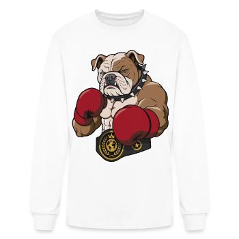 English Bulldog with Boxing Gloves  - Men's Long Sleeve T-Shirt - white - Front