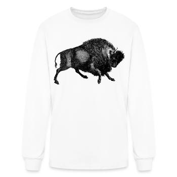 Vintage American Buffalo Bison Majestic Wildlife S - Men's Long Sleeve T-Shirt - white - Front