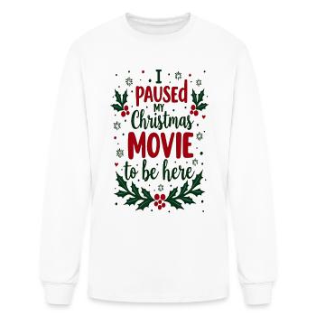 Paused My Christmas Movie To Be Here - Men's Long Sleeve T-Shirt - white - Front