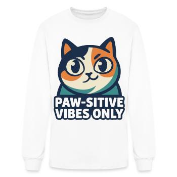 Paw-sitive Vibes Cat Logo - Men's Long Sleeve T-Shirt - white - Front