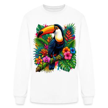 Vibrant_Toucan_in_Jungle - T-shirt à manches longues Homme - blanc - Devant