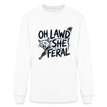 Oh Lawd She Feral Cat Design - Men's Long Sleeve T-Shirt - white - Front