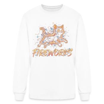 Feux d’artifice Neon Cat - T-shirt à manches longues Homme - blanc - Devant