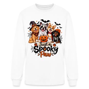 Just a Spooky Paw Cute Halloween Dog Ghost Costume - Men's Long Sleeve T-Shirt - white - Front