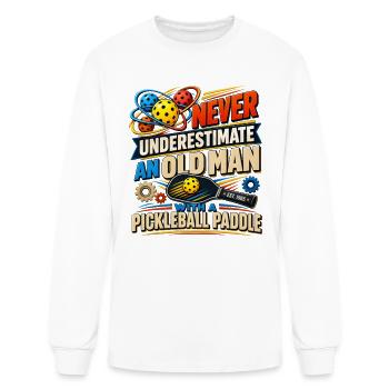 Never Underestimate Old Man Pickleball - Men's Long Sleeve T-Shirt - white - Front