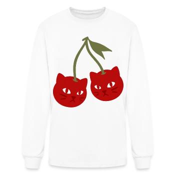 Cherry Cats Funny Cute Fruit Design - Men's Long Sleeve T-Shirt - white - Front