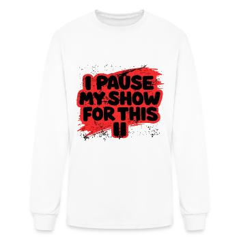 Pause My Show Splash Tee - Men's Long Sleeve T-Shirt - white - Front