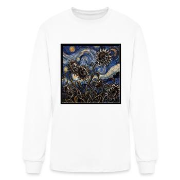 Dark Sunflowers Skull Starry Night Halloween Art - Men's Long Sleeve T-Shirt - white - Front