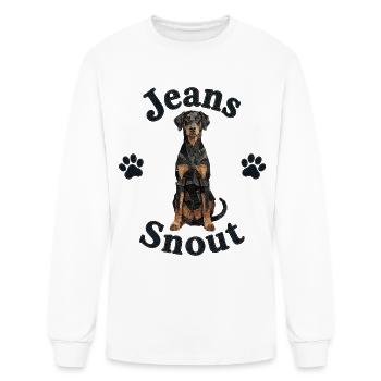 Black Doberman Pinscher Denim Patch Art - Men's Long Sleeve T-Shirt - white - Front