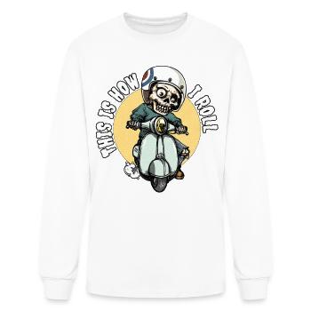 Funny Skeleton Scooter Rider This Is How I Roll - Men's Long Sleeve T-Shirt - white - Front