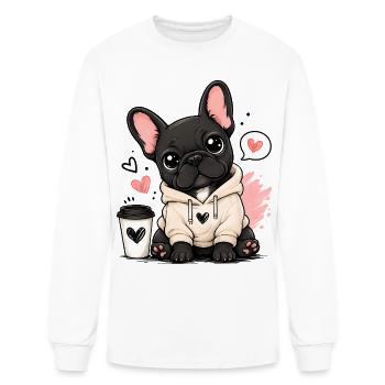 Cozy Hoodie Pup Hearts - Men's Long Sleeve T-Shirt - white - Front