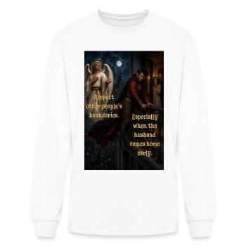 Respect Other People’s Boundaries – Funny Devil - Men's Long Sleeve T-Shirt - white - Front