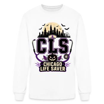CLS Chicago Life Saver Skull City First Responder - Men's Long Sleeve T-Shirt - white - Front