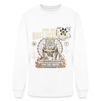 Dog Dad Built Different Bulldog Tee - Men's Long Sleeve T-Shirt - white - Front