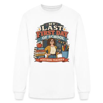 Vintage Retiring Teacher – Last First Day - Men's Long Sleeve T-Shirt - white - Front