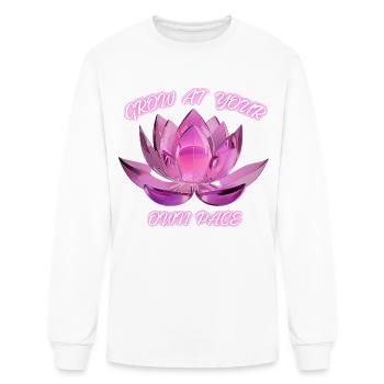Grow At Your Own Pace Pink Neon Crystal Lotus - Men's Long Sleeve T-Shirt - white - Front