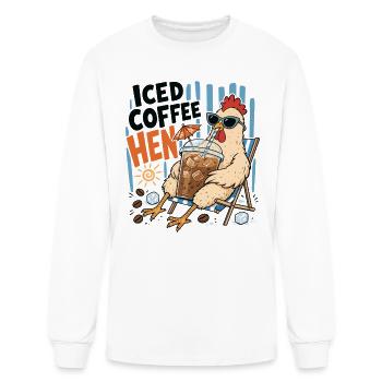 Iced Coffee Hen – Funny Chicken - Men's Long Sleeve T-Shirt - white - Front