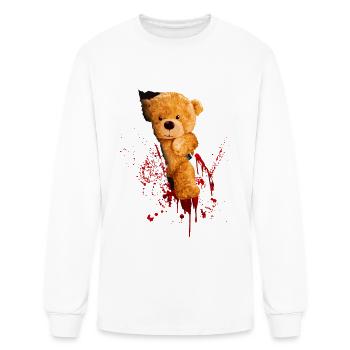 Horror Teddy Bear Cuts Through Shirt With Knife - Men's Long Sleeve T-Shirt - white - Front