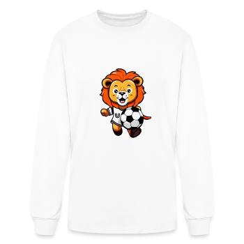 Cute Soccer Lion For Kids Football Boys - Men's Long Sleeve T-Shirt - white - Front