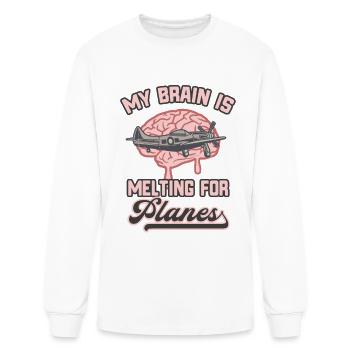 Airplane Lover Brain Melting For Plains - Men's Long Sleeve T-Shirt - white - Front