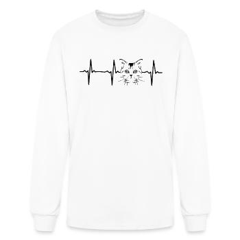 Cat Heartbeat Cat Lover - Men's Long Sleeve T-Shirt - white - Front