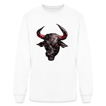 Bull with red eyes bull shares stock market stock - Men's Long Sleeve T-Shirt - white - Front